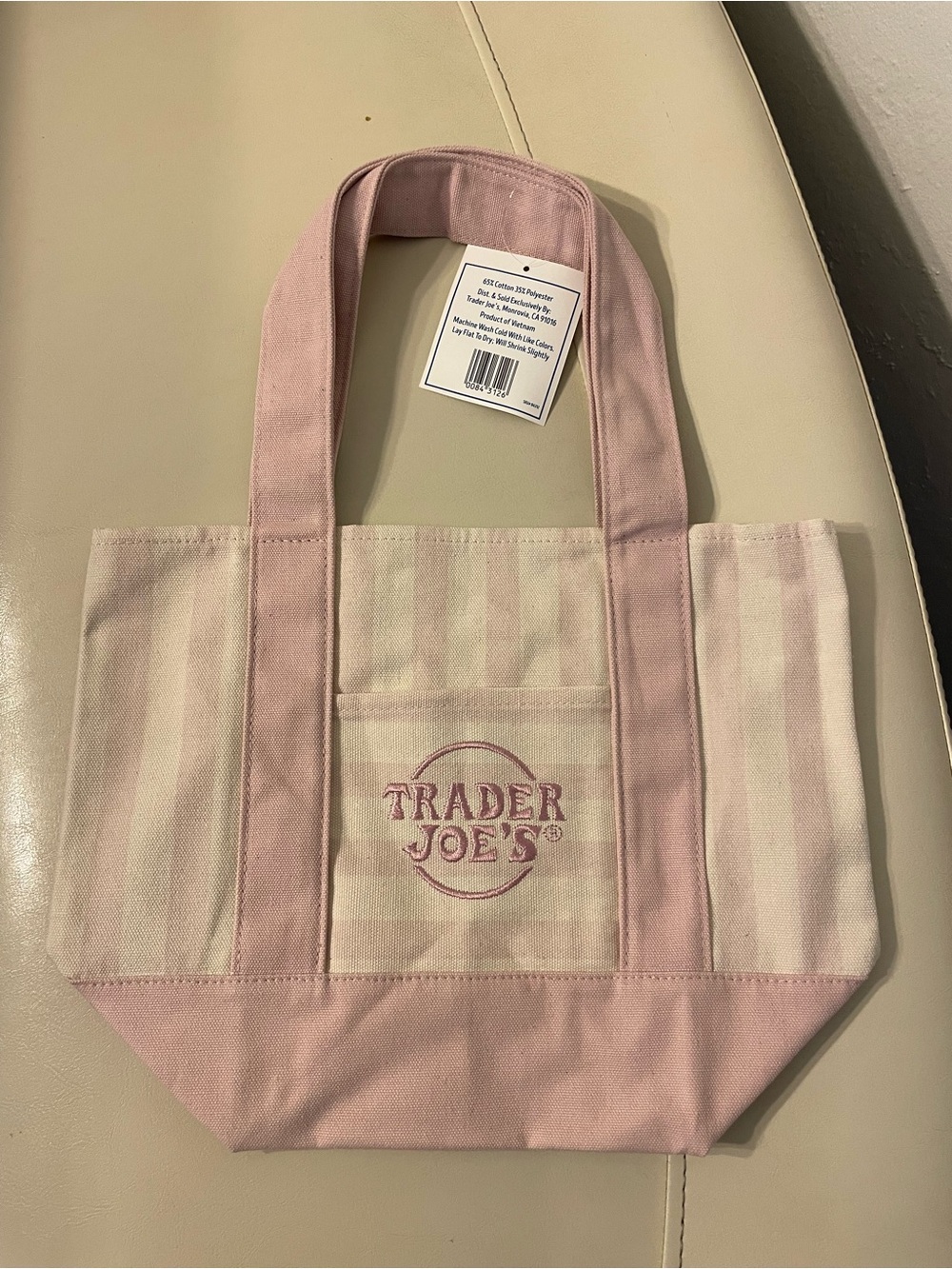 Trader Joe’s Pink Stripe Canvas Tote Bag